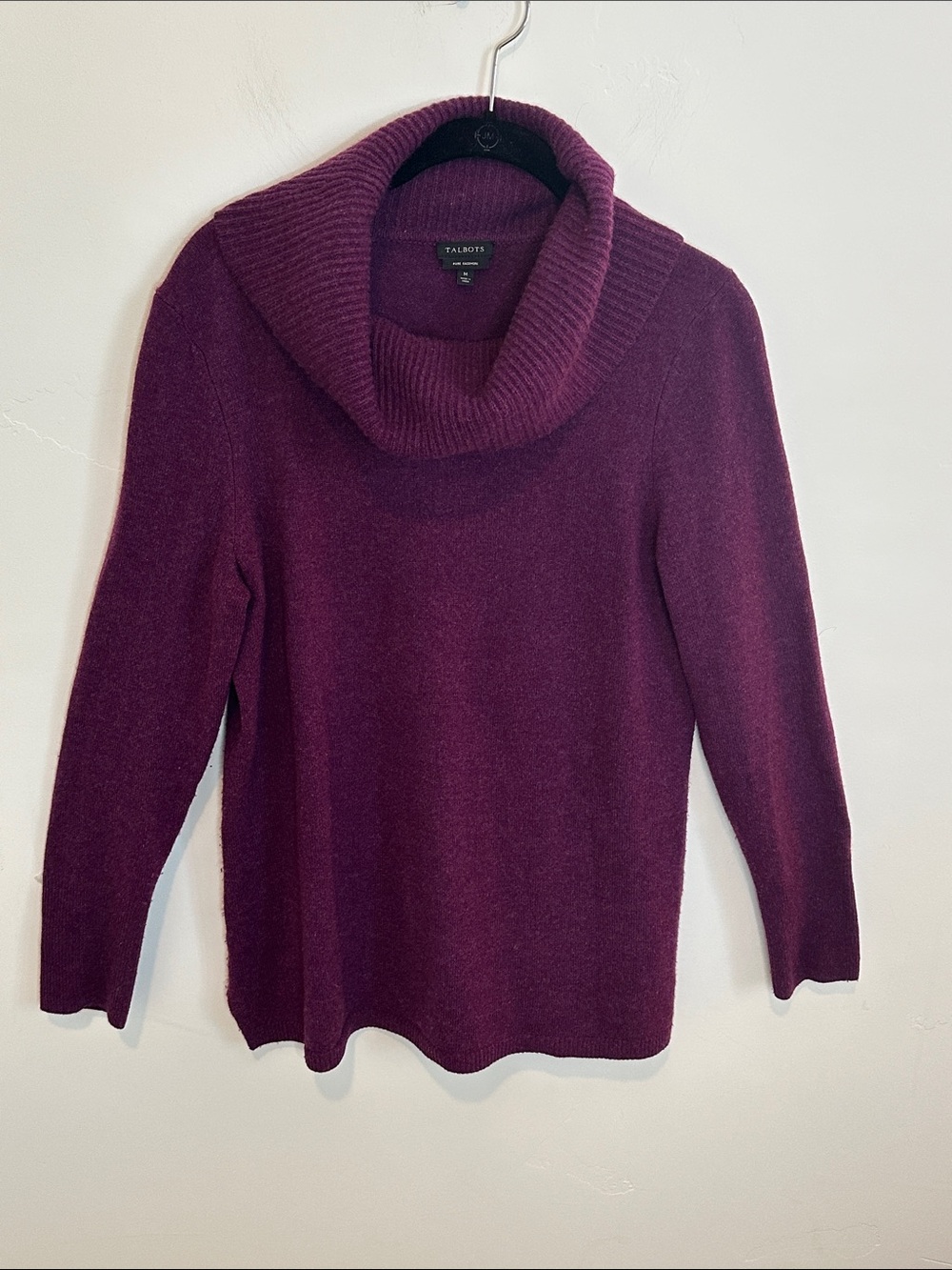 Talbots Deep Plum Cowl Neck Cashmere Tunic Sweater Size Medium